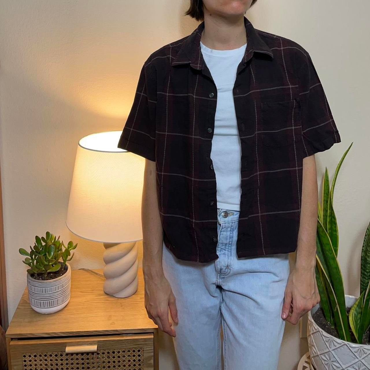 Plaid Cropped Button Up