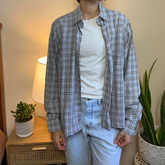 Plaid Cropped Button Up