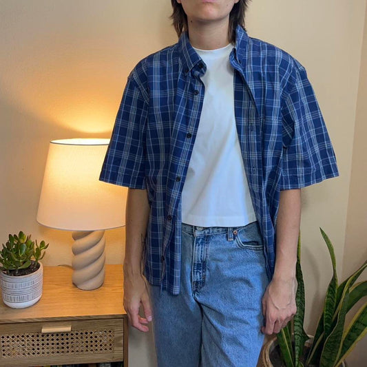 Plaid Cropped Button Up